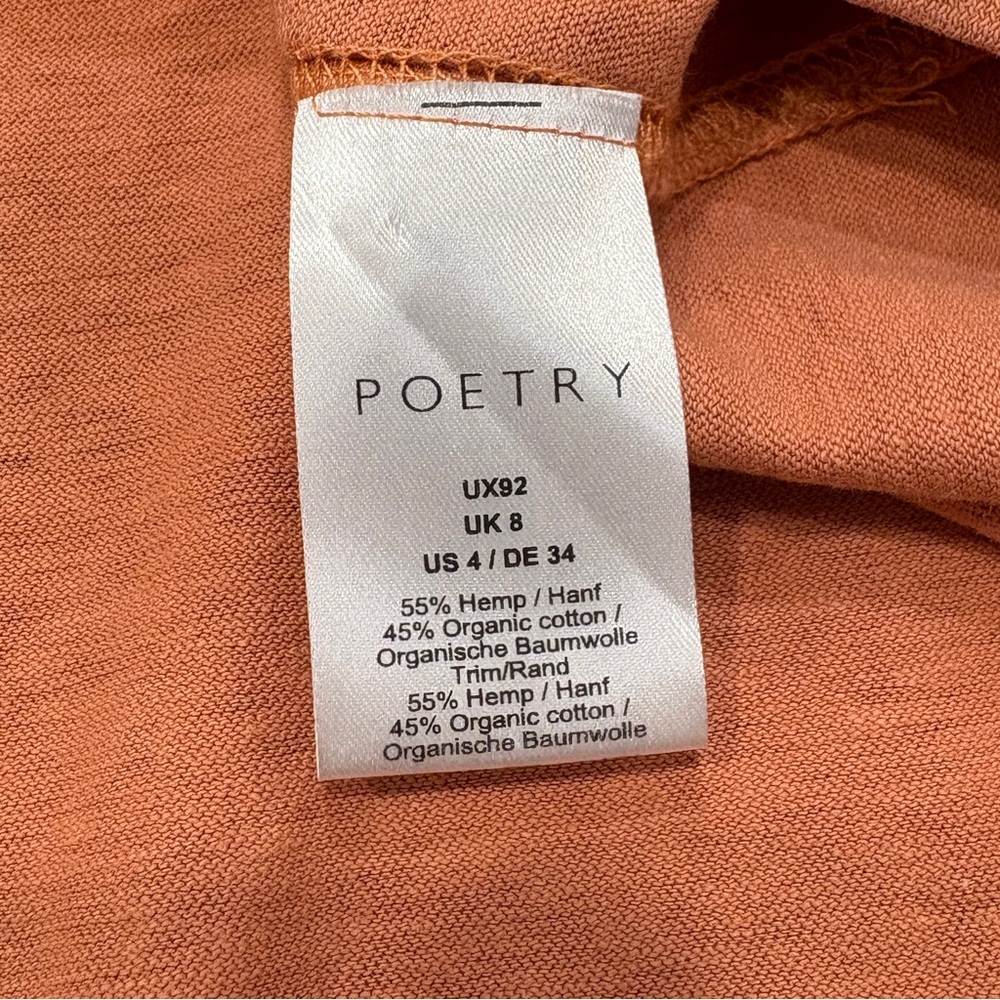 ๐POETRY๐ KNIT & WOVEN TANK TOP HEMP ORGANIC COTTON BLEND ORANGE SZ 4 - Picture 6 of 9